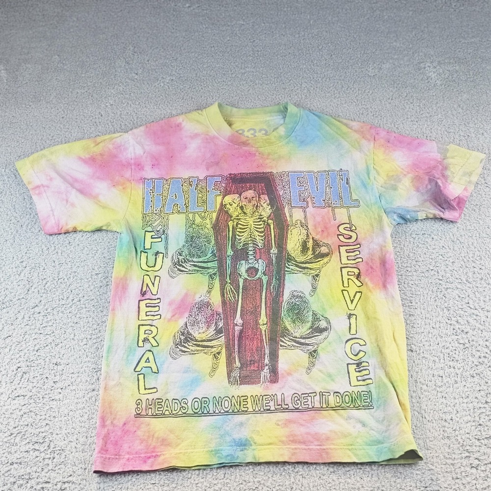 333 Half Evil Adult SmallT Shirt Tie Dye Graphic Print Short Sleeve